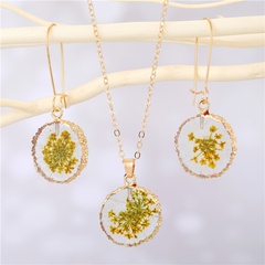 wholesale jewelry irregular dried flower round pendant earrings necklace nihaojewelry