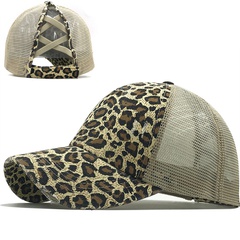 leopard print horsetail mesh breathable thin sunscreen baseball cap wholesale Nihaojewelry
