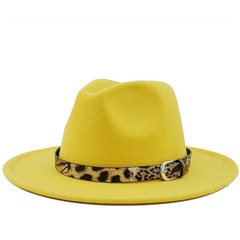 Fashion leopard belt woolen jazz hat wholesale Nihaojewelry