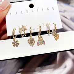 wholesale jewelry flower butterfly bee pendant copper inlaid zircon earrings nihaojewelry