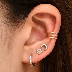 Korean full diamond star crescent earrings combination wholesale Nihaojewelry