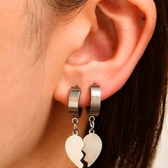Punk heart pendant copper earring combination wholesale Nihaojewelry