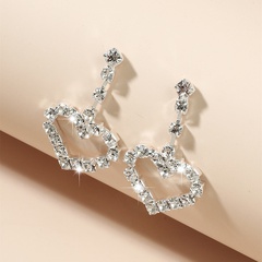 Boucles d'oreilles coeur cloutées de diamants de mode en gros Nihaojewelry