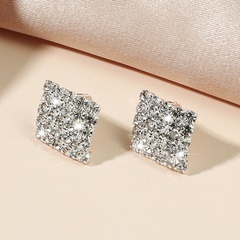 simple full diamond square alloy stud earrings wholesale Nihaojewelry