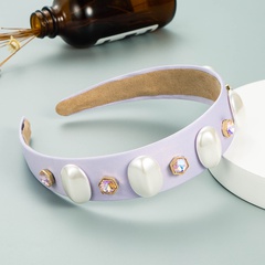 Baroque bright color pearl diamond wide headband wholesale Nihaojewelry