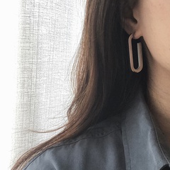 simple U-shaped asymmetric titanium steel 18K gold plated earrings wholesale Nihaojewelry