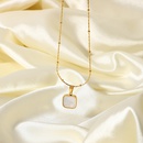 collier pendentif simple coquillage blanc coeur en acier inoxydable plaqu or en gros Nihaojewelrypicture9