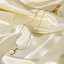 collier pendentif simple coquillage blanc coeur en acier inoxydable plaqu or en gros Nihaojewelrypicture12