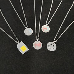 wholesale jewelry smiling face heart round pendant titanium steel necklace nihaojewelry