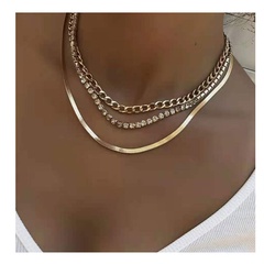simple diamond-studded geometric snake bone chain necklace wholesale Nihaojewelry