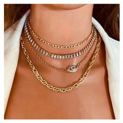 vintage eye pendant diamond claw chain multi-layer necklace wholesale Nihaojewelry
