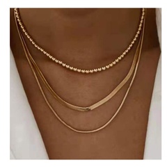 einfache goldene runde Perlen Schlangenknochenkette dreilagige Halskette Großhandel Nihaojewelry