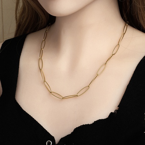 collier de chaîne d'épissage creux en acier inoxydable simple en gros Nihaojewelry's discount tags