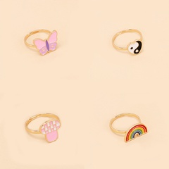 fashion cartoon butterfly mushroom Tai Chi rainbow-shaped  ring wholesale nihaojewelry