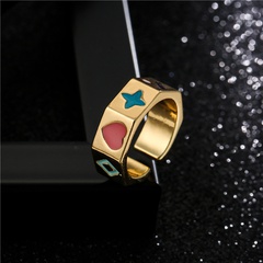 fashion copper geometric color pattern open dripping oil ring wholesale nihaojewelry
