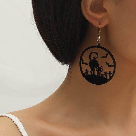 wholesale jewelry Halloween hollow cat bat pendant earrings nihaojewelry's discount tags