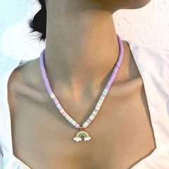 Retro-Regenbogen-Tropföl-Geometrie-flache Ton-Perle-weiche Keramik-Halskette Großhandel Nihaojewelry