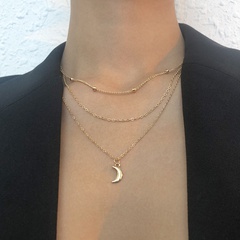 N9156 Grenz überschreitende einfache Stil Temperament Halskette weibliche mehr schicht ige kreative Mond perlenkette Nischen Retro-Halskette