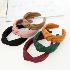 South Korea Dongdaemun Stylish Hair Accessories Simple Adult Hair Fixer Face Wash Hair Band Solid Color Fabric Craft Knotted Hair Hoop F605