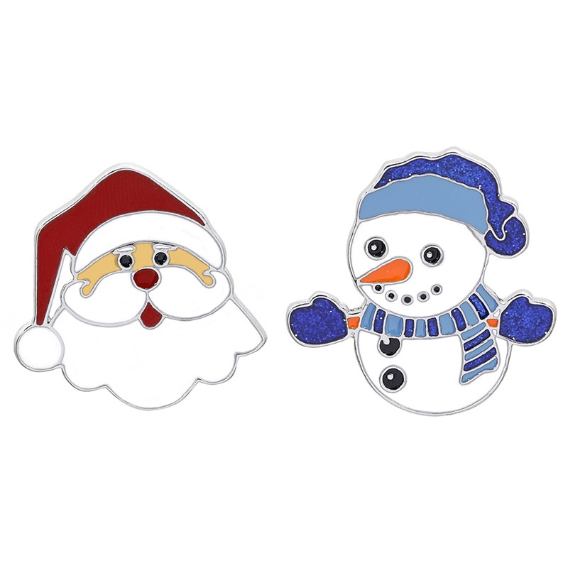 Broche de la serie de Navidad clsica europea y americana de dibujos animados lindos de Santa Claus broche de goteo de aceite de aleacin de mueco de nieve lindo
