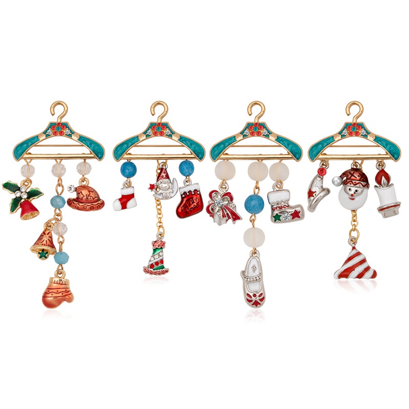 Joyera al por mayor percha de Navidad Santa Claus Bell borla broche Nihaojewelry
