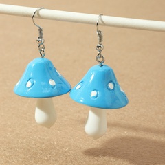 Ez3759 Nizhu Europe and America Cross Border Ins Style Cute Sweet Cartoon Three-Dimensional Polka Dot Blue Mushroom Earrings Earrings