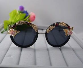 Korea Retro Pearl Diamond Flower Butterfly Sunglasses Wholesale Nihaojewelry