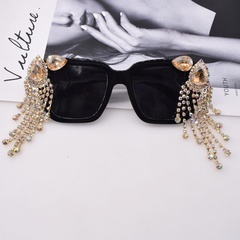 fashion retro diamond-studded long tassel sunglasses wholesale nihaojewelry