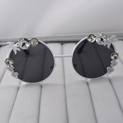 fleurs de mode cristal petites lunettes de soleil à monture ronde en gros nihaojewelry