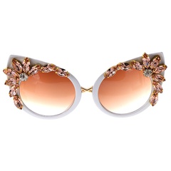 fashion color diamond-studded cat eye-shaped sunglasses wholesale nihaojewelry