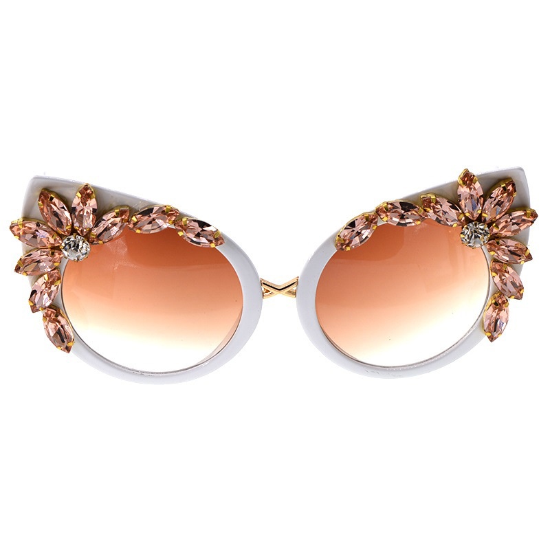 fashion color diamondstudded cat eyeshaped sunglasses wholesale nihaojewelry