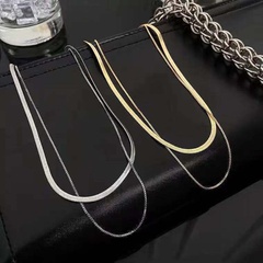 simple double layered titanium steel snake bone chain necklace wholesale Nihaojewelry