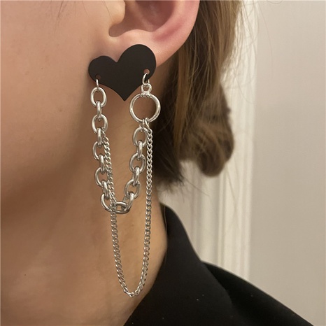 Retro schwarze Herzquastenkette lange Ohrringe Großhandel Nihaojewelry's discount tags