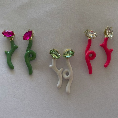 Korean spray paint enamel color asymmetric earrings wholesale Nihaojewelry's discount tags