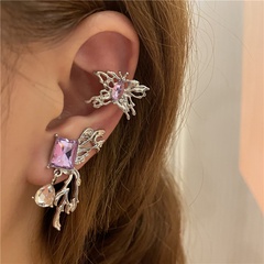 retro purple diamond three-dimensional butterfly earrings wholesale Nihaojewelry