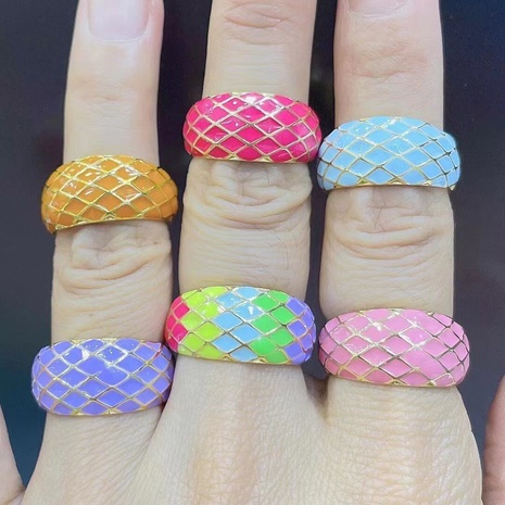 retro geometric stripes color copper ring wholesale Nihaojewelry  NHWG408825's discount tags