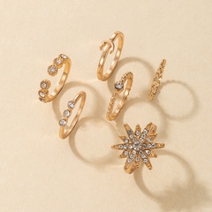 Bague en or 6 pièces géométrique de style bohème plein de diamants en gros Nihaojewelry