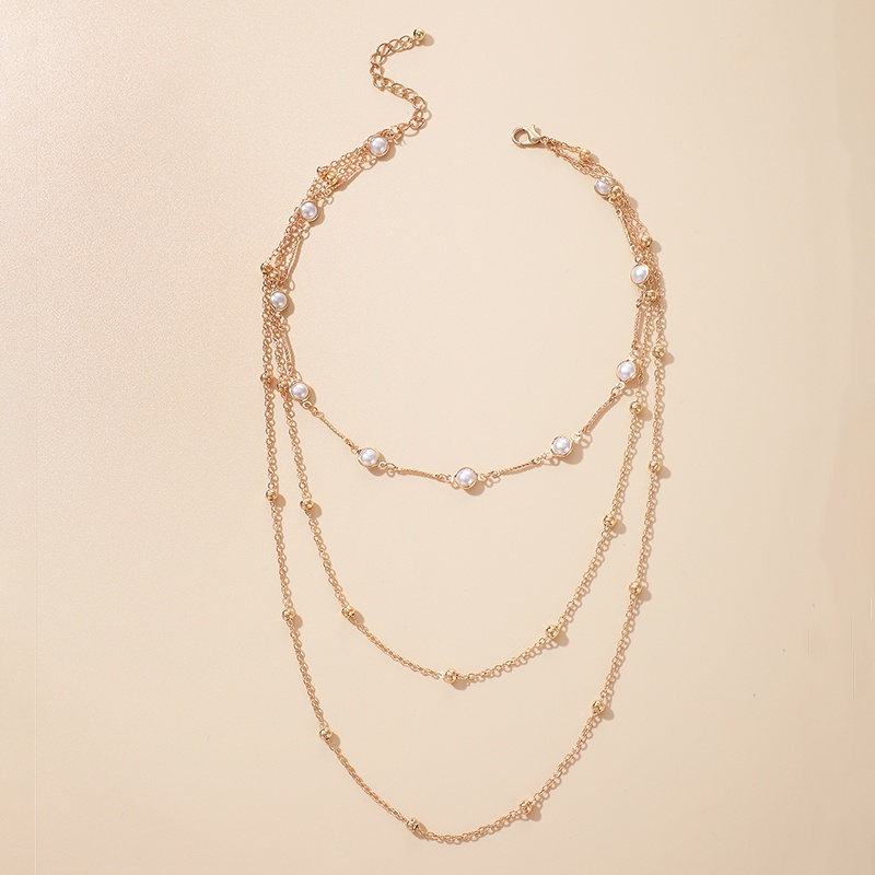 Koreanische geometrische mehrschichtige Perlenkette Grohandel Nihaojewelry