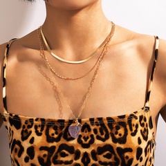 nouveau collier en or multicouche pendentif en pierre naturelle violette en gros Nihaojewelry