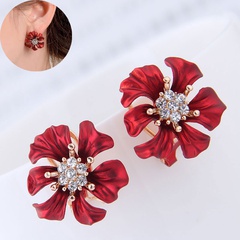 Boucles d'oreilles diamant en alliage de fleurs de mode en gros Nihaojewelry