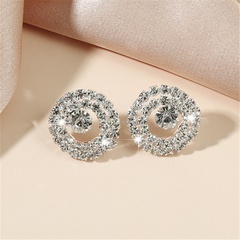 fashion rose rhinestone flower copper stud earrings wholesale Nihaojewelry
