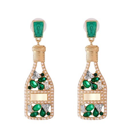 vintage champagne bottle full diamonds pearl earrings wholesale Nihaojewelry's discount tags