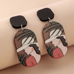 925 Silver Needle Acrylic Beauty Portrait Printing Geometric Earrings Fashion Creative Oil Painting Natural Temperament Earrings for Women
