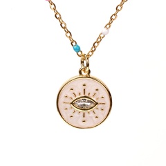 wholesale jewelry Turkey eye oil drop pendant stainless steel necklace nihaojewelry