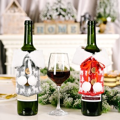 Grenz überschreitende neue Produkte Weihnachts dekoration Weihnachts flaschen abdeckung Weiß Revers Imitation Leinen druck Rotwein flaschen abdeckung Dekoration