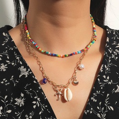 Großhandel Schmuck mehrschichtige Muschel Seestern Anhänger Farbe Perlen Halskette nihaojewelry