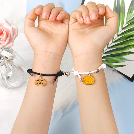 wholesale jewelry Halloween pumpkin pendant magnet bracelet a pair set nihaojewelry's discount tags