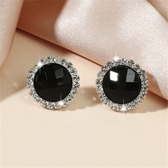retro fashion earrings exaggerated round earrings diamond-studded earrings