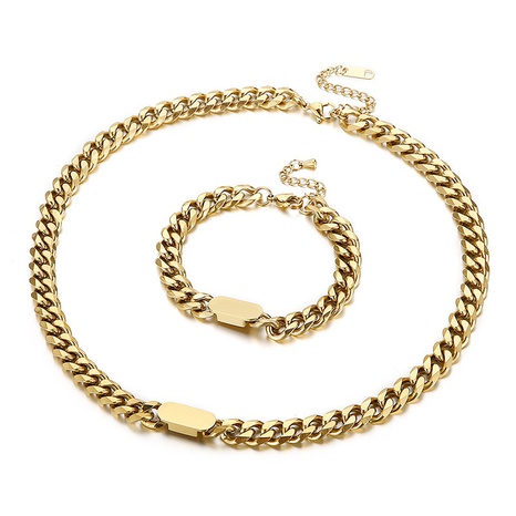 chaîne épaisse de mode couleur unie collier en acier inoxydable bracelet ensemble en gros nihaojewelry's discount tags