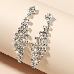 Fashion new simple personality leaf rhinestone earrings full diamond earrings